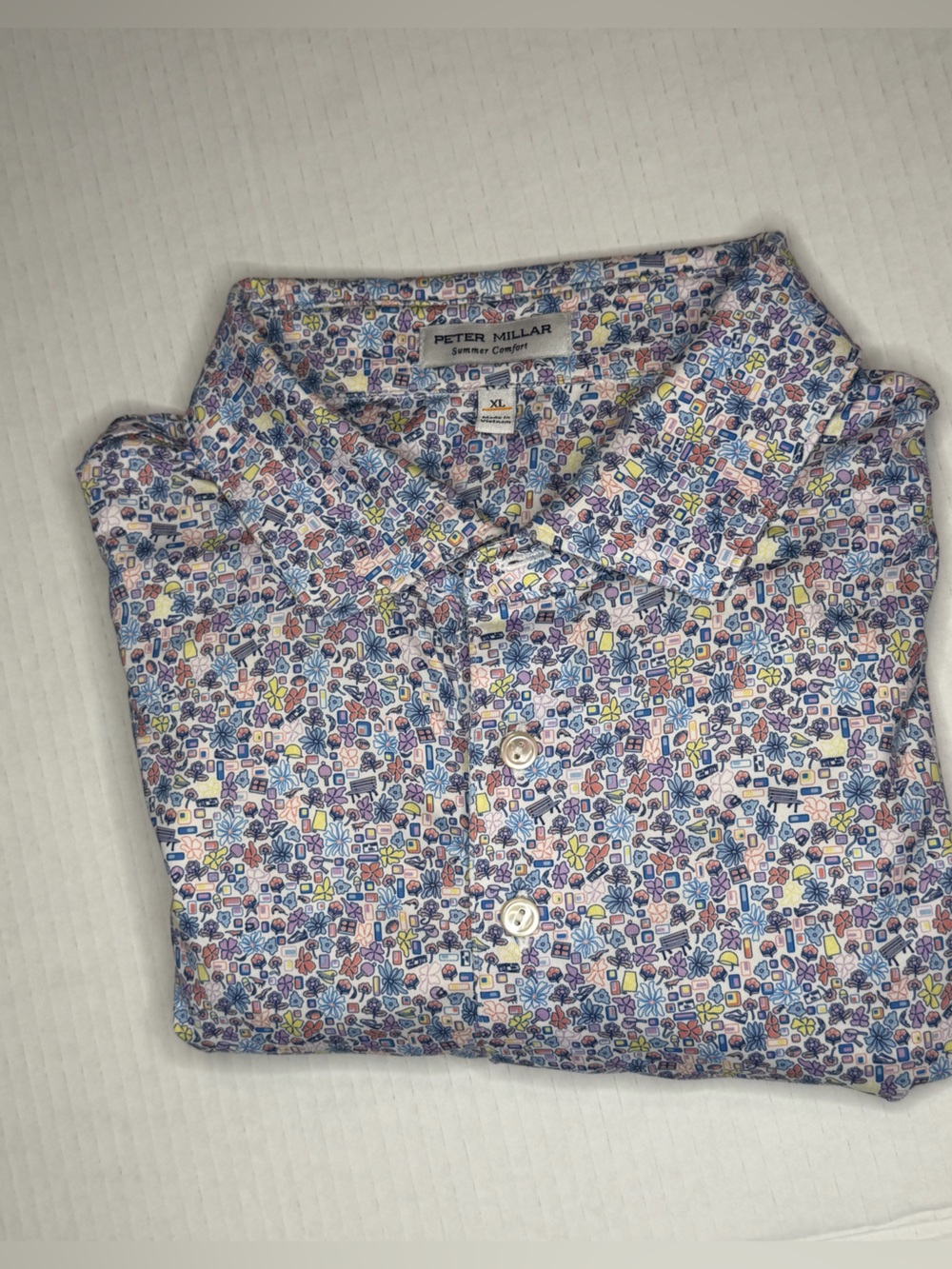 Men's XL Peter Millar Summer Comfort Groovy Floral Pattern Polo